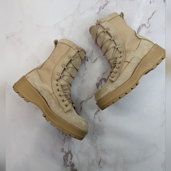 Altama Boot Size 5.5 Wide Mens Tan Suede Coyote Vibram Desert Military Combat - Picture 2 of 13